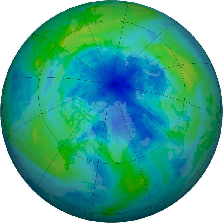 Arctic ozone map for 05 October 2002